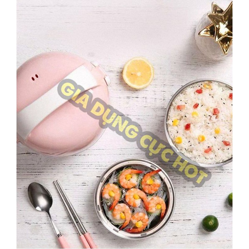 Hộp cơm văn phòng hâm nóng cắm điện inox Lotor 2 tầng | BigBuy360 - bigbuy360.vn