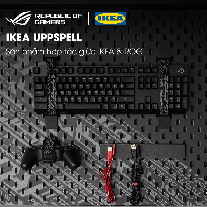 FREESHIP 🔥 Bảng gài treo tường IKEA UPPSPEL đen 76x56cm - Pegboard Skadis - ROG Strix
