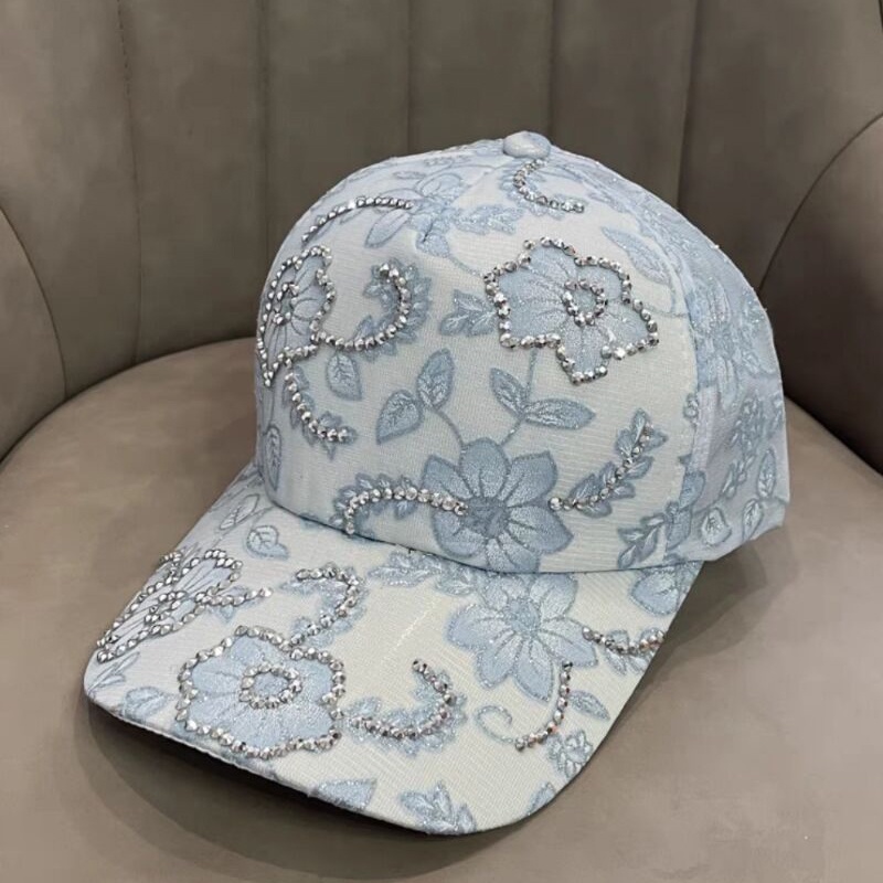 Nón Lưỡi Trai Phối Ren Hoa Đính Đá Thoáng Khí Thời Trang Xuân Hè Dành Cho Nữ