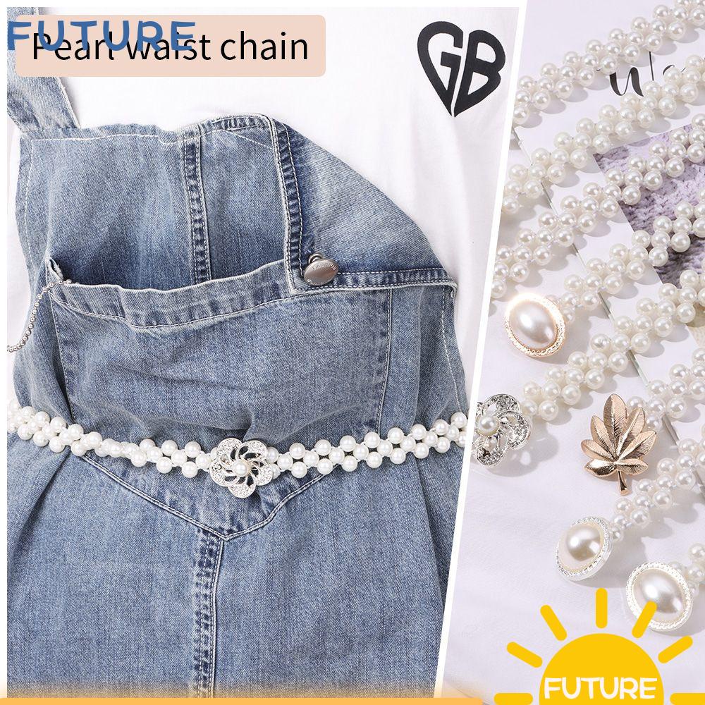 Dây Thắt Lưng Co Giãn Phối Ngọc Trai Thời Trang Tinh Tế Cho Nữ