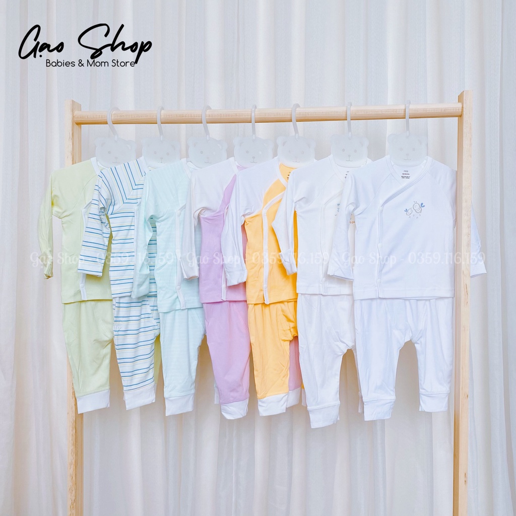 Bộ cài lệch dài tay sơ sinh Nous chất petit mềm mịn cho bé