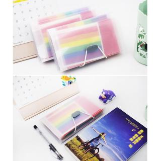Rainbow Color A6 Document Bag Cute Mini Bill Receipt File 13 Grids Pouch Folder