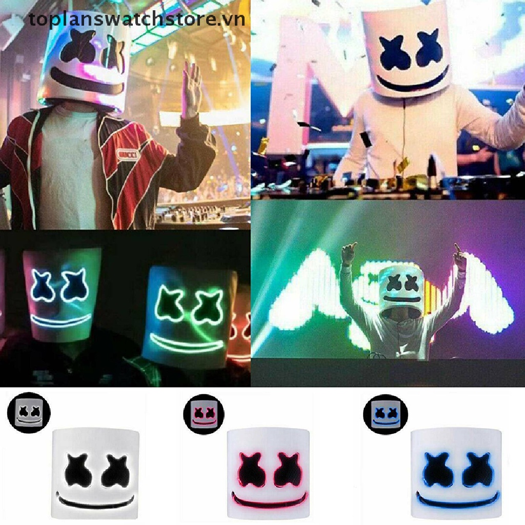 toplanswatchstore   Christmas LED Mask Full Head Music Marshmallow Helmet Cosplay