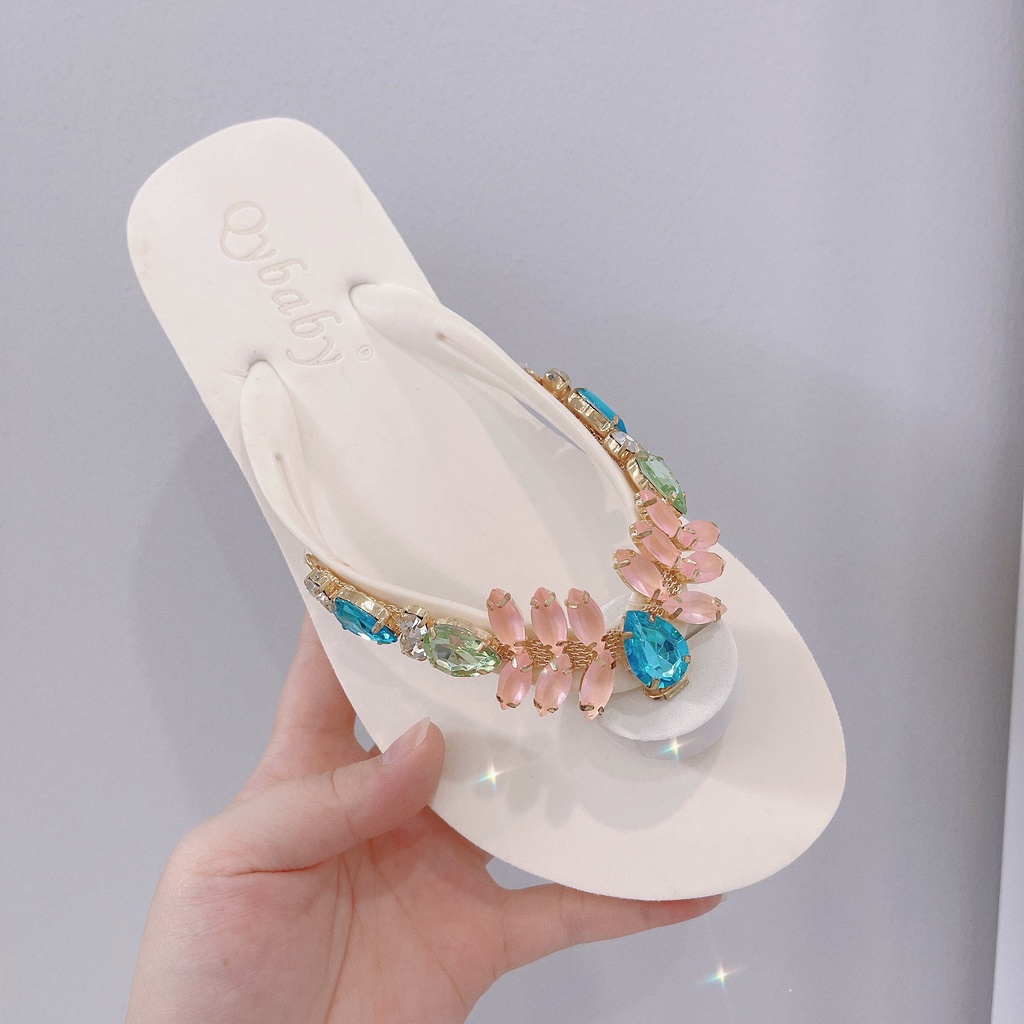 Dép kẹp, dép xỏ ngón, tông nữ đính đá Quảng Châu Qybaby 012 - TRINH LÊ SHOP