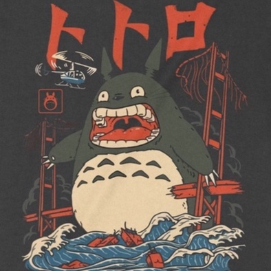 Áo thun Kaiju Totoro - Ghibli, Áo thun Anime hình in sắc nét đáng yêu, Áo thun chất cotton co dãn thoáng mát