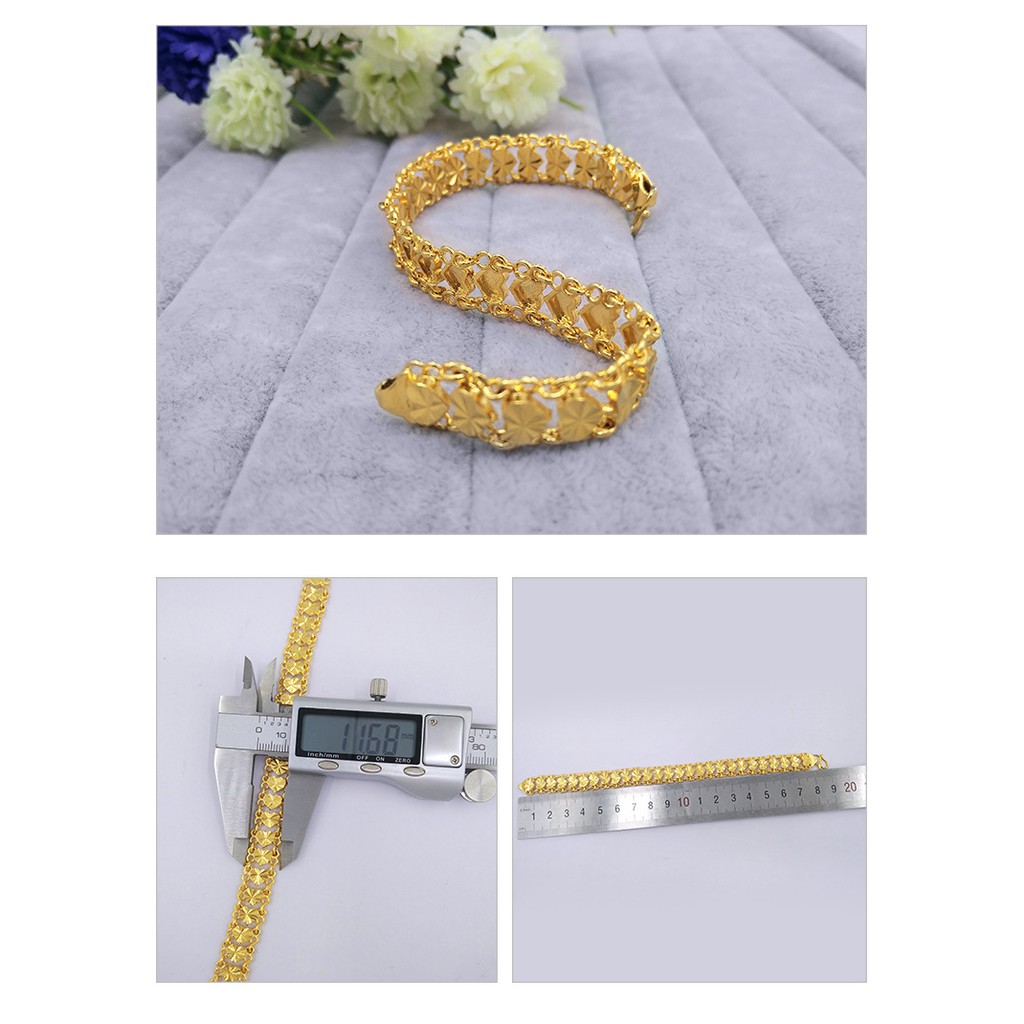 Lắc tay nữ thời trang mạ 24k họa tiết trái tim mắt xích LTN01