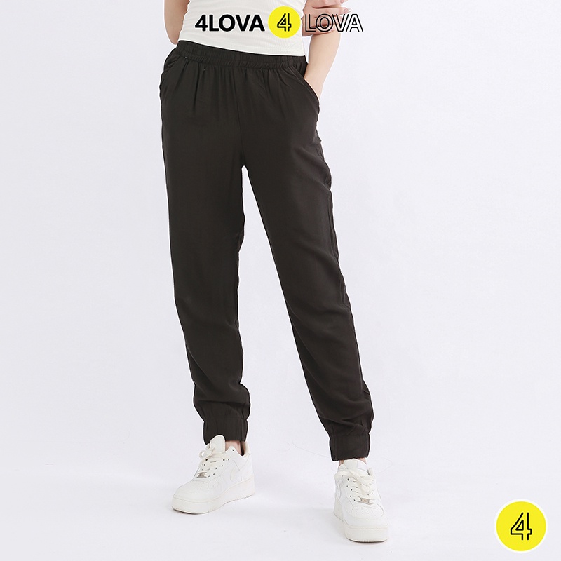 Quần jogger nữ trơn cạp chun 4LOVA bo gấu ống rộng Ullzang unisex đi học dáng đẹp vải đũi mềm Q06