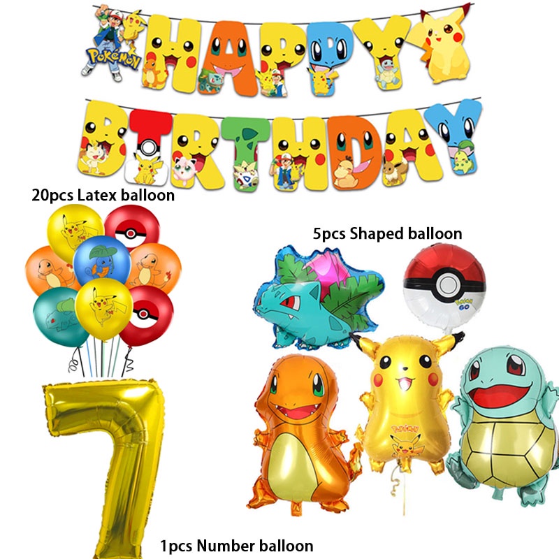 Bong Bóng Hình Pikachu Hoạt Hình Dùng Một Lần Trang Trí Tiệc Sinh Nhật Cho Bé