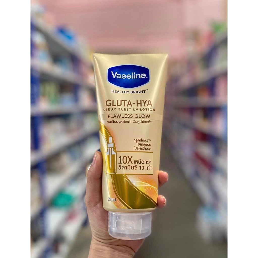 Sữa Dưỡng Thể Vaseline 10X Healthy Bright Gluta-Hya Serum Burst UV Lotion Flawless Glow 330ml