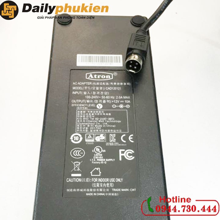 [Mã 267ELSALE hoàn 7% đơn 300K] Adapter nguồn 12v 10a chân 4 Pin xịn dailyphukien