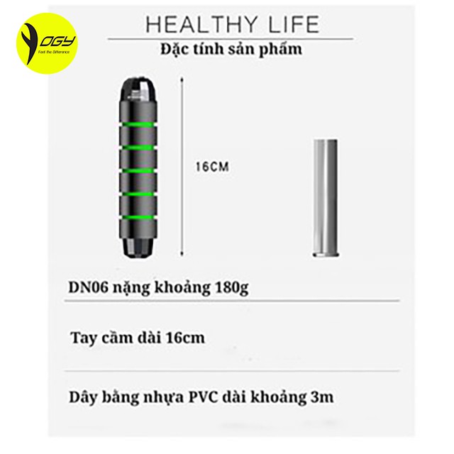 [Mua 1 Tặng 1] Dây Nhảy Dây Tập Thể Dục Tập Thể Lực Lõi Thép YOGY DN01 Tặng 1 Thước Dây