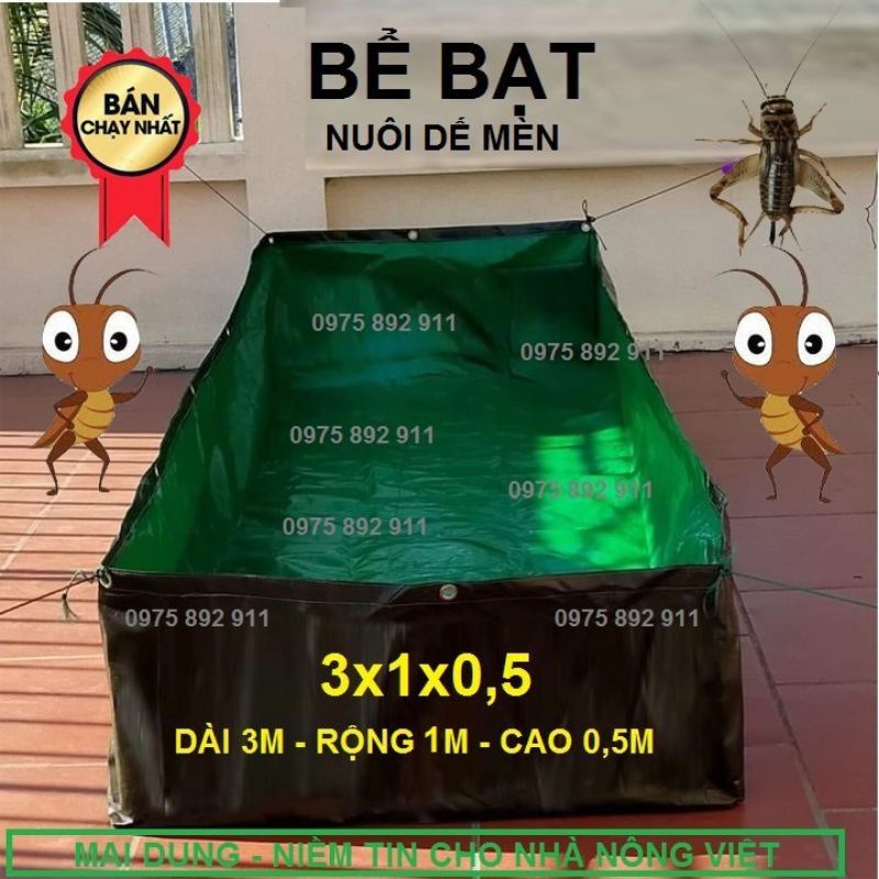 Bể bạt nuôi dế mèn 1x1x0,5 , 2x1x05, 3x1x0,5