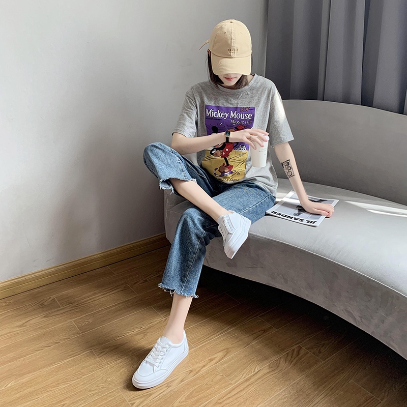 Giày thể thao IELGY màu trắng đế bằng thoải mái thời trang thường ngày cho nữ