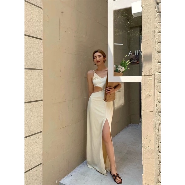 ✨💕 Đầm maxy 2s khoét eo xẻ tà hack chân siêu cao