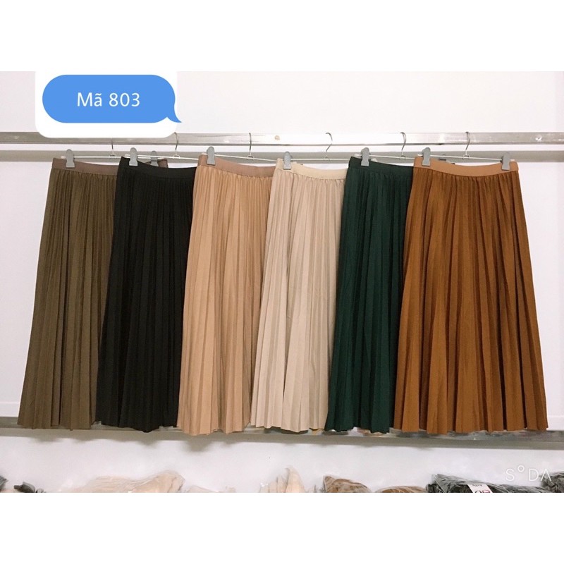 Chân váy xếp ly vải dày dặn dáng dài hàng chuẩn quảng châu mã CVD04 | BigBuy360 - bigbuy360.vn