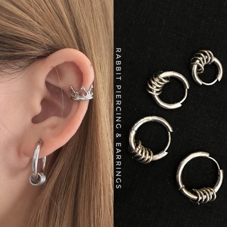 Khuyên tai tròn mix vòng unisex thép y tế màu bạc (giá 1 chiếc) - Có ảnh thật và video