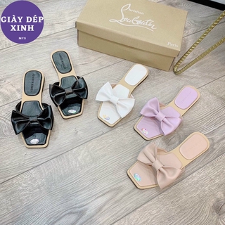 Dép bản nơ phồng da mềm đế mặt tẩy Giày dép xinh MYS