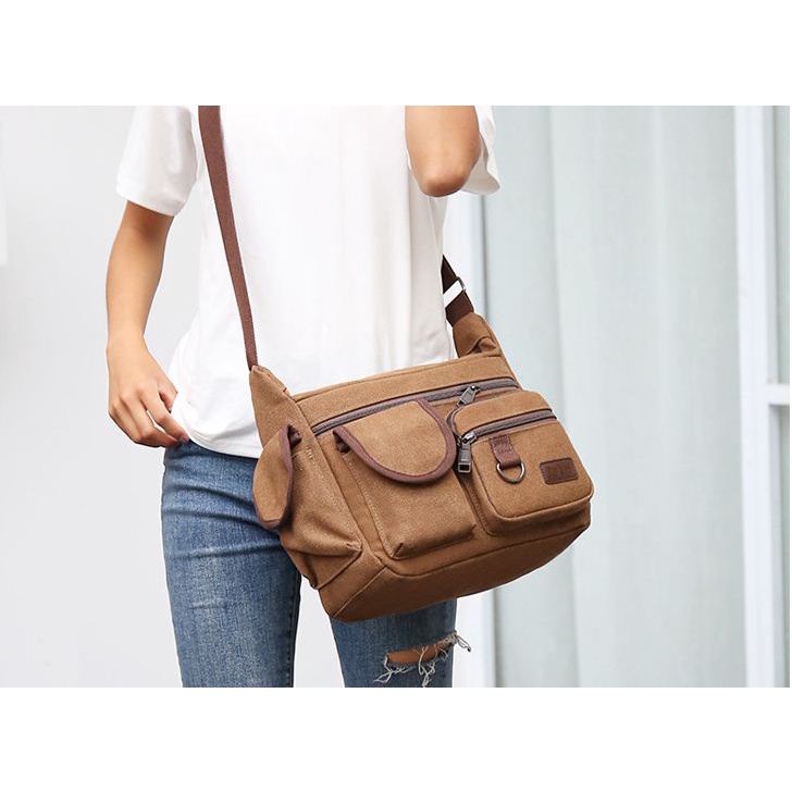 Túi Đeo Chéo Canvas Vải Bố Xinh Đẹp Đi Học Đi Chơi Túi Đeo Ngực Canvas Tuxa