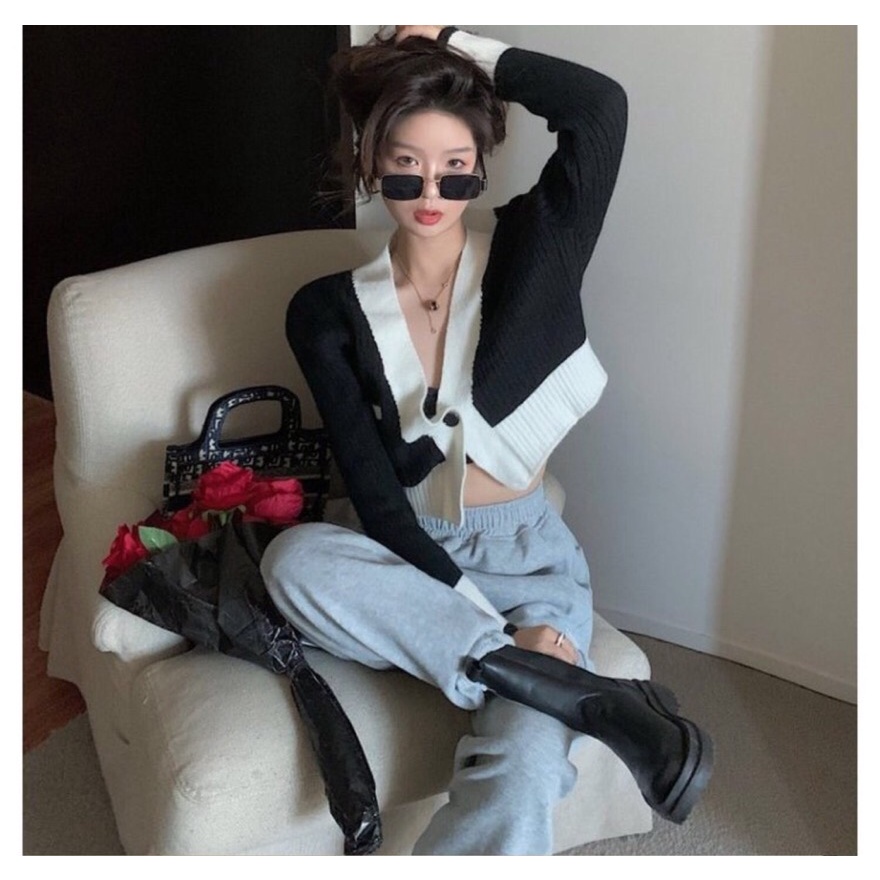 SUXI Áo khoác cardigan dệt kim mỏng dáng ôm phong cách retro thời trang mùa thu cho nữ