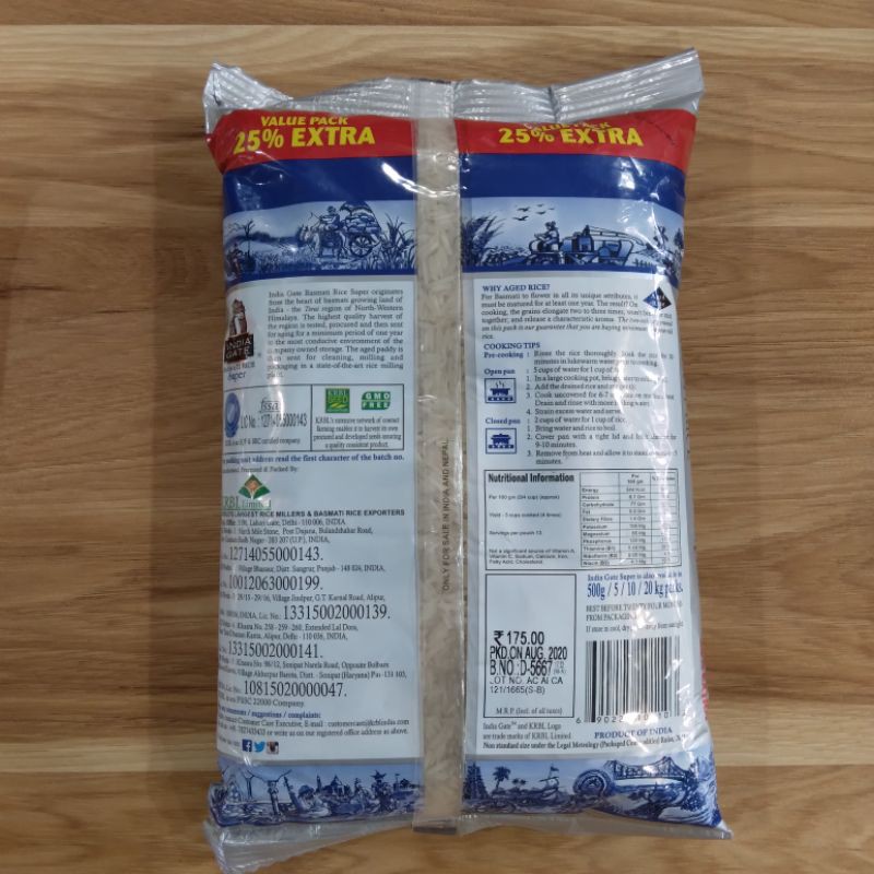 Ohh- India Gate Basmati Rice Super 1kg + 250g free Gạo dài - Indian food