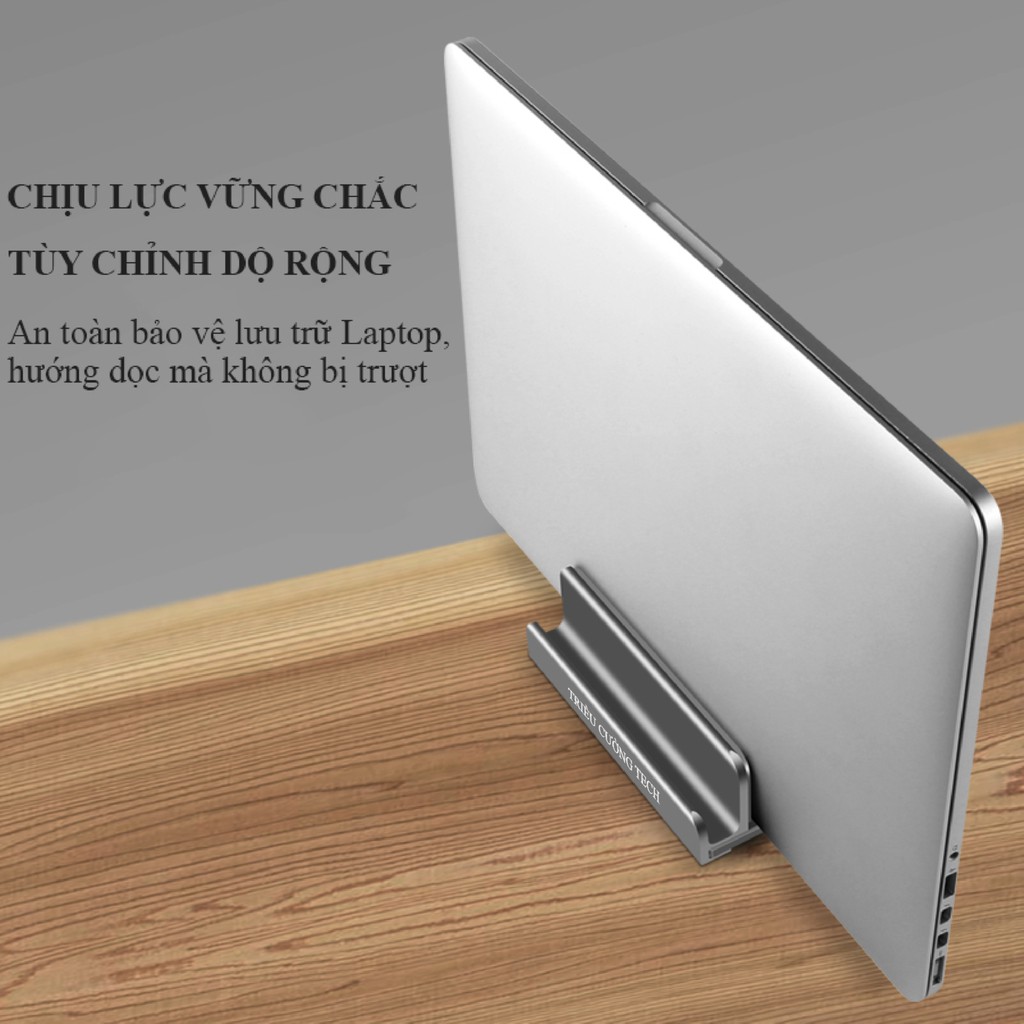 Giá Đỡ Kiêm Đế Kẹp 3 Khe Đa Năng Hợp Kim Nhôm Nguyên Khối Dựng Đứng Cho Thiết Bị Điện Tử Laptop Macbook Ipad Điện Thoại