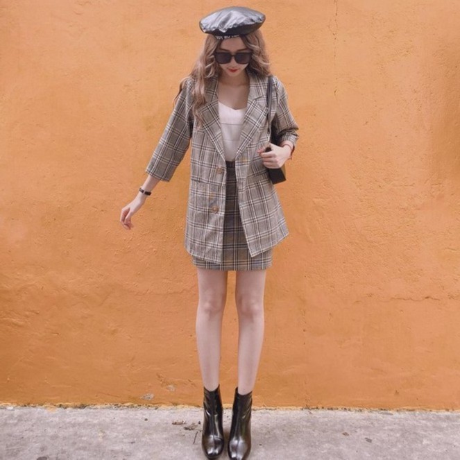 Set vest nữ sọc caro thiết kế sang trọng | BigBuy360 - bigbuy360.vn