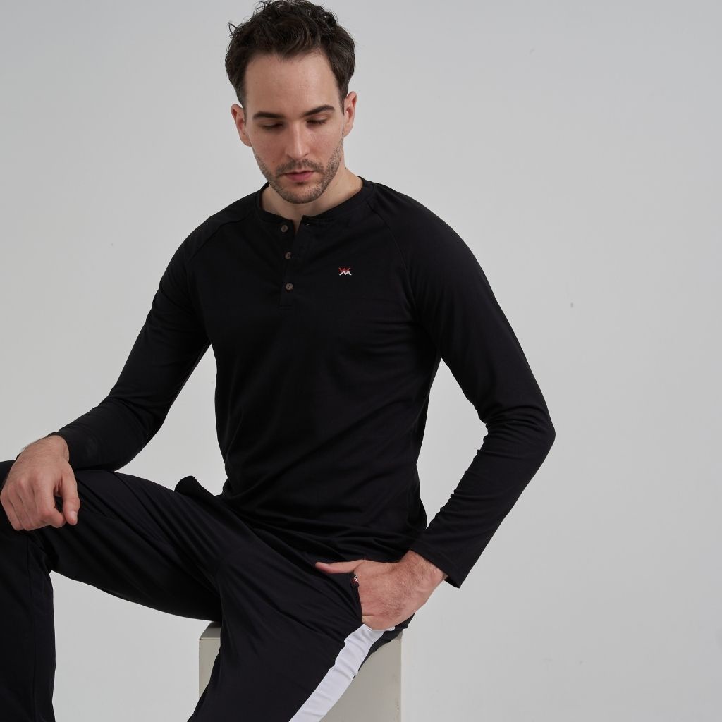 Áo thun nam dài tay chất liệu mềm mại co giãn hàng áo henley chính hãng | BigBuy360 - bigbuy360.vn