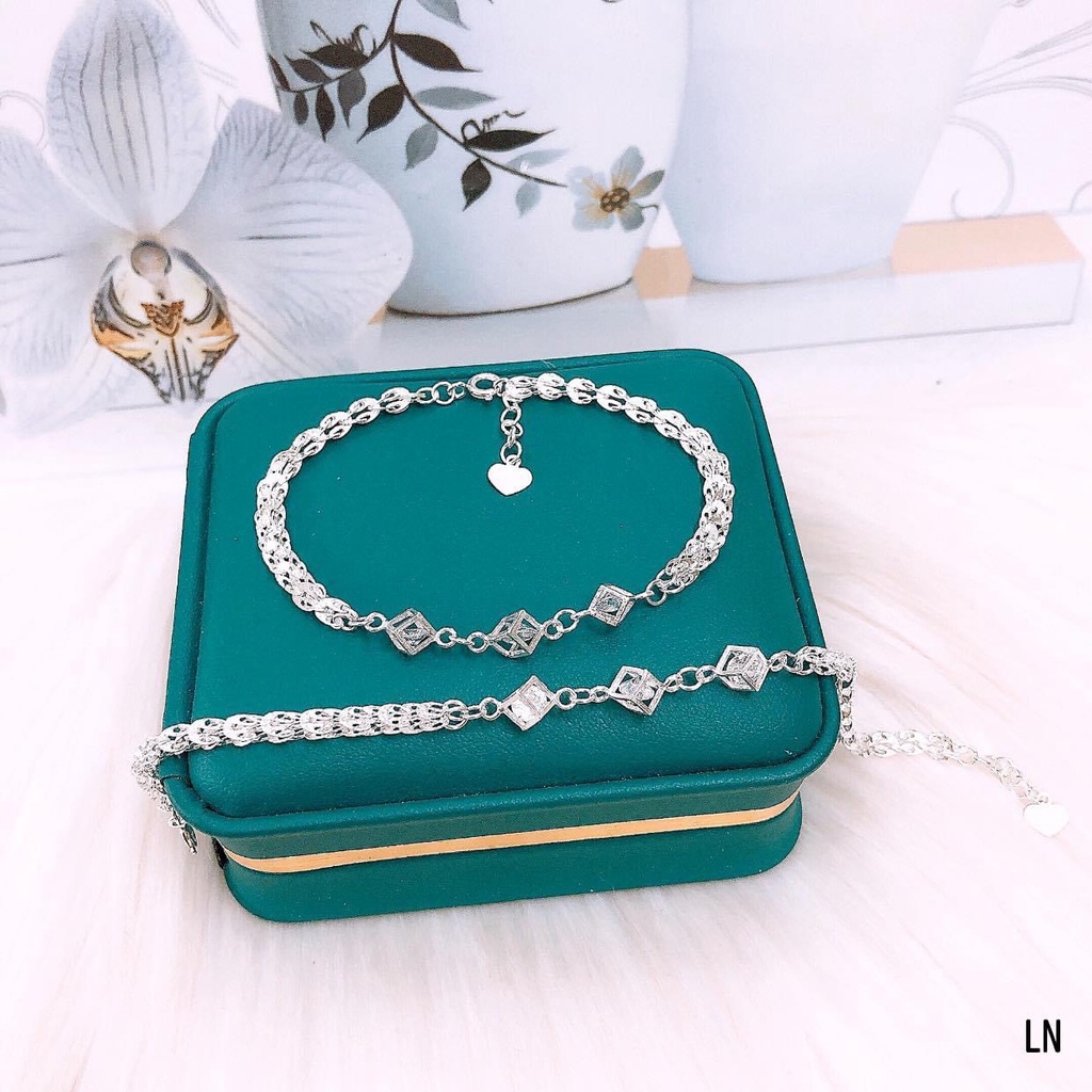 Lắc tay bạc nữ đuôi phụng mix khối lập phương đá trắng siêu xinh - Kho sỉ bạc Nhất Linh