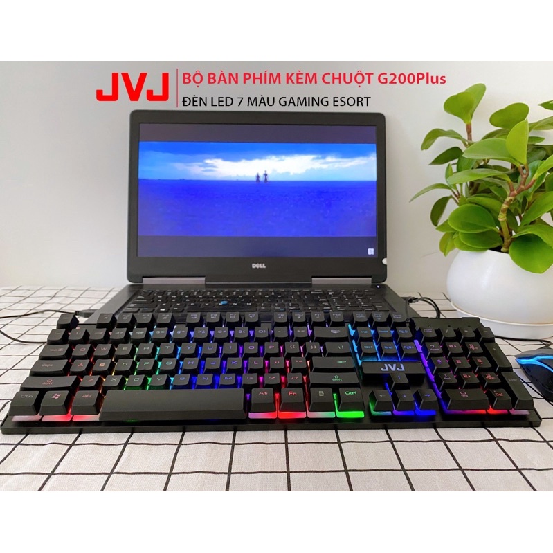 Bộ bàn phím máy tính kèm chuột JVJ G200Plus có dây, đèn LED RGB 7 màu – BH 12 tháng