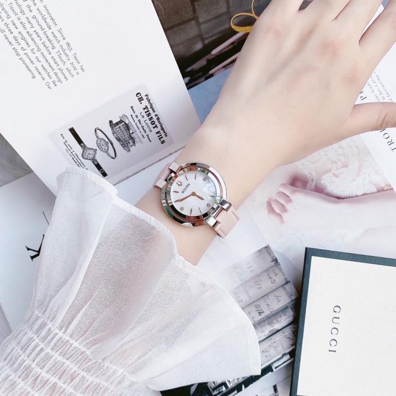 Đồng hồ nữ dây da Bulova Rubaiyat 96P197 Nữ Thần Thời Gian