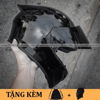 [GIÁ KHO] Nón bảo hiểm ROC m138B đen bóng tặng kèm trùm Ninja và Balo dây rút - Nón bảo hiểm Fullface Royal m138B