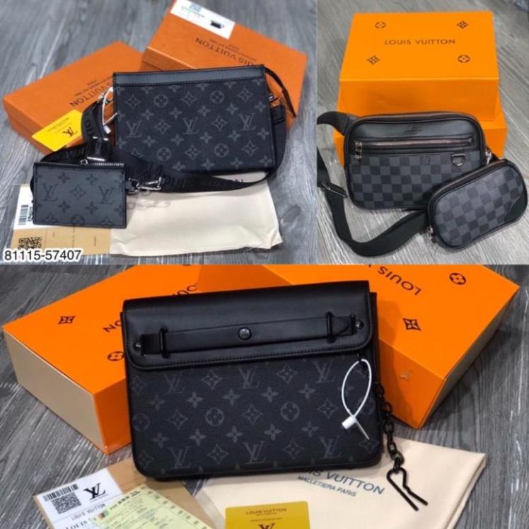 Túi Đeo Chéo Nam Hoa Đen LV Siêu Cấp - Túi Đeo Chéo In Hoạ Tiết Hoa Siêu Cấp