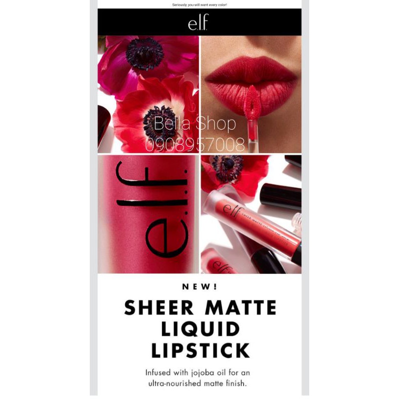 Son Elf Sheer Matte Liquid Lipstick màu BRIGHT POPPY. | BigBuy360 - bigbuy360.vn