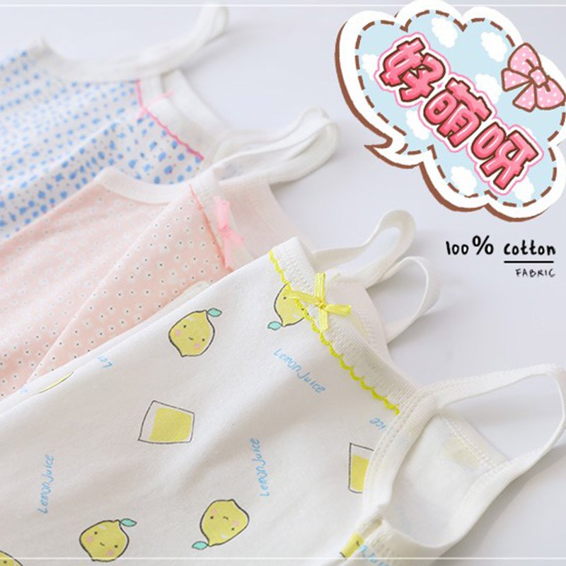 Áo Hai Dây Chất Liệu Cotton Họa Tiết Xinh Xắn Cho Bé Gái