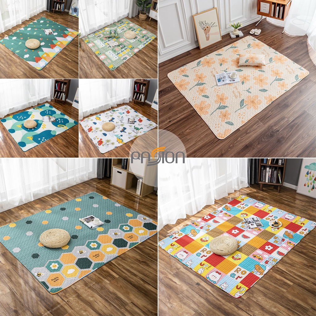 Thảm Cotton Trải Sàn Họa Tiết Sắc Màu Cho Bé Hiện Đại