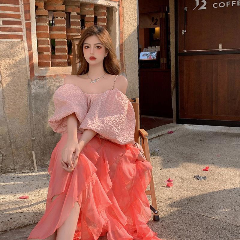 Áo khoác croptop nữ bigsize cardigan croptop Áo sơ mi kiểu Pháp ,áo tay bồng ,dành cho người thích hợp thiết kế Hồng Kông cổ điển ngắn trễ vai mỏng mùa hè nữ