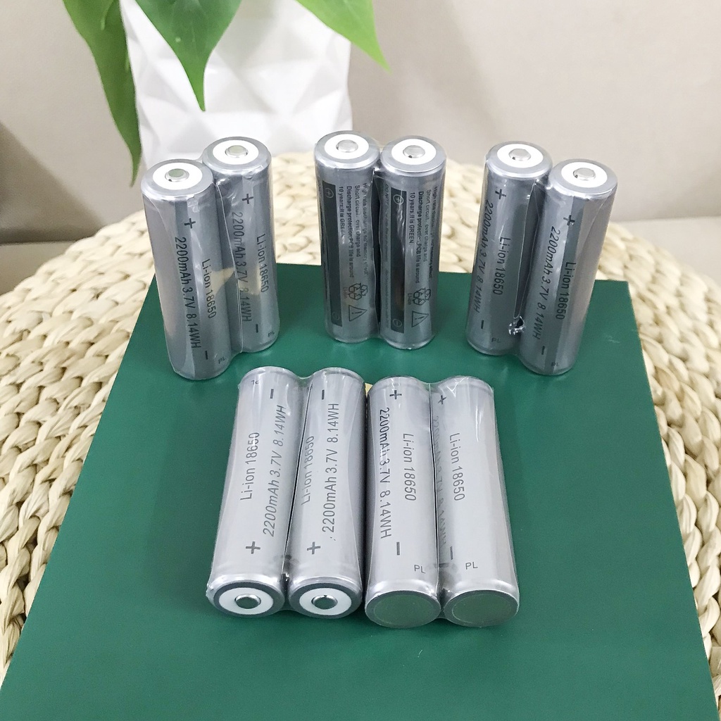 Bộ 2 pin sạc 18650 Li-ion công suất thực 2200Mah dùng cho box sạc, cell laptop, đèn pin, mic, quạt