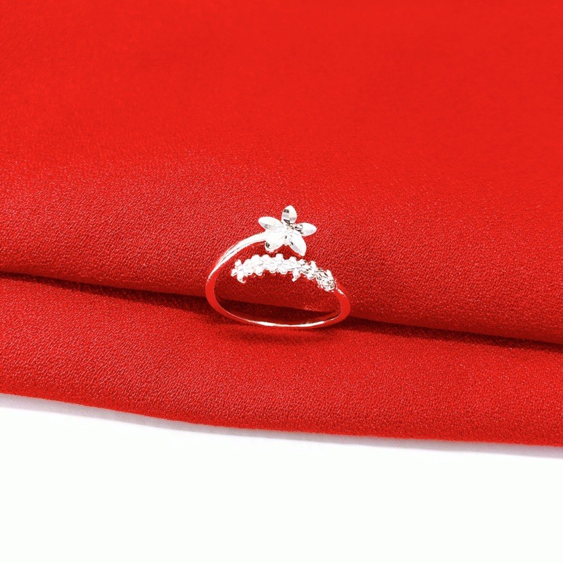 Nhẫn bạc hở, nhẫn hoa, nhẫn nữ bạc ta dạng hở bibi silver