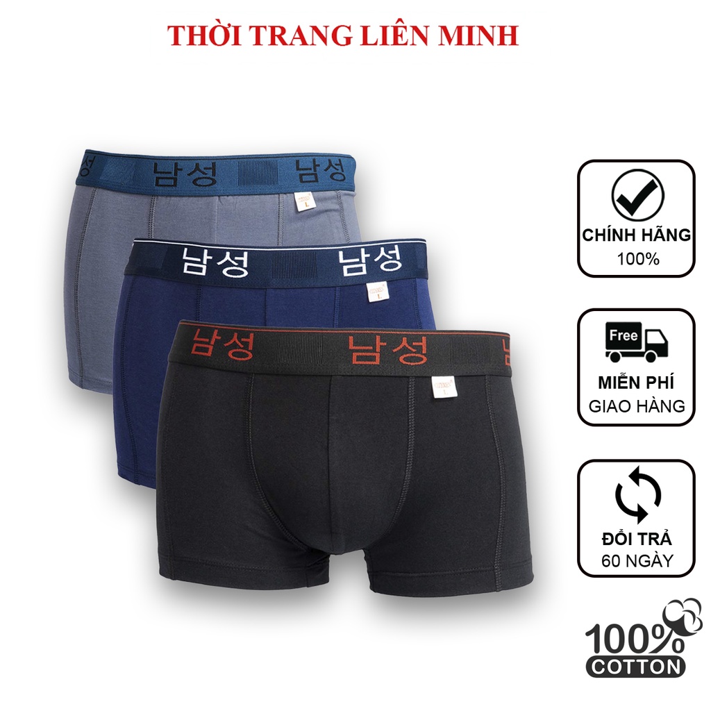 Combo 3 quần sịp nam boxer cotton CITYMEN lưng Hàn Quốc quần lót nam boxer co dãn 4 chiều thoáng khí thấm hút tốt