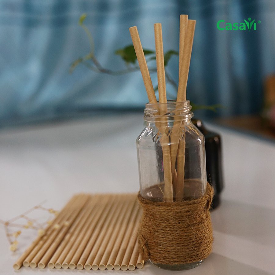 Ống Hút Giấy Casavi Thân Thiện Với Môi Trường Bịch 25 Ống 6mm*250mm - 8mm*250mm