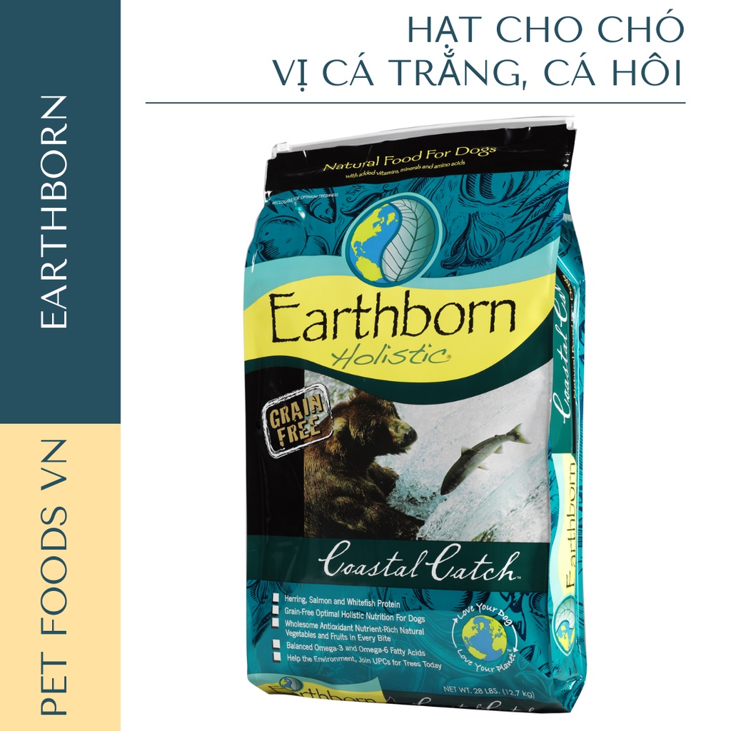 Hạt cho chó EARTHBORN Coastal Catch 12kg vị Cá Trắng, Cá Hồi &amp; Cá Trích