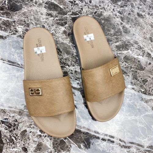 Dép xăng đan nam quai ngang LV cao cấp, dép lê nam quai da thời trang sang trọng FULL BOX - LUX STORE