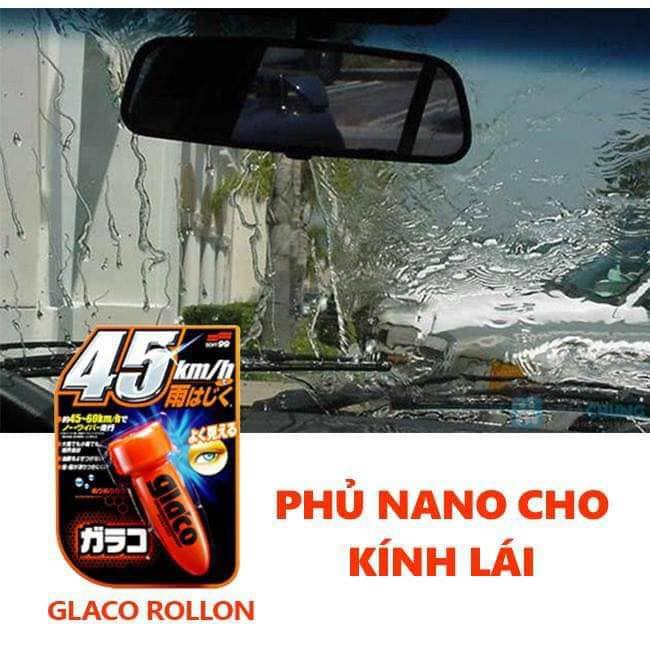 Phủ Nano Kính lái ô tô chống nước tuyệt đối Glaco Roll On - chính hãng Soft99