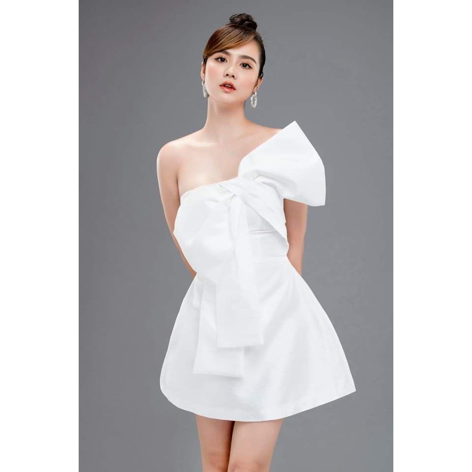 Đầm dự tiệc cúp ngực dáng xòe đính nơ sang trọng | BigBuy360 - bigbuy360.vn