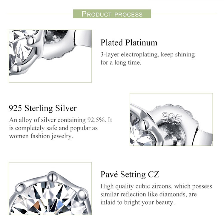 Khuyên Tai Bamoer Đính Đá Zirconia Long Lanh Sang Trọng Dành Cho Nữ