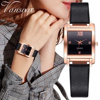 Đồng Hồ Quartz Mặt Vuông Dây Da Sang Trọng