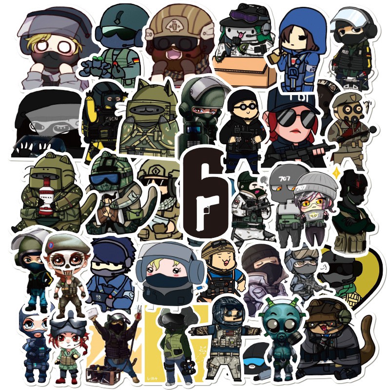 Set 49 miếng sticker dán trang trí hình game Tom Clancy's Rainbow Six Siege