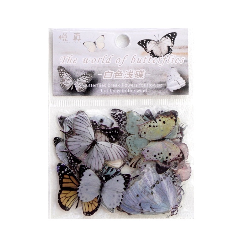 Set 40 Sticker Dán Trang Trí Sổ Tay DIY Chống Nước Hình Bướm