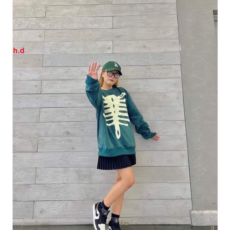 Áo nỉ bo cotton rêu xương 5D HD12