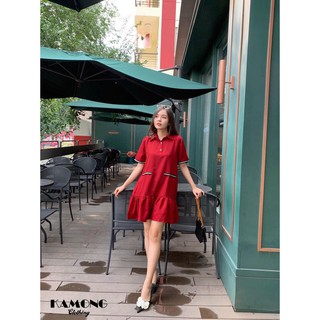 [HÌNH THẬT] ĐẦM SƠMI TAY REN (ĐỎ ĐÔ).